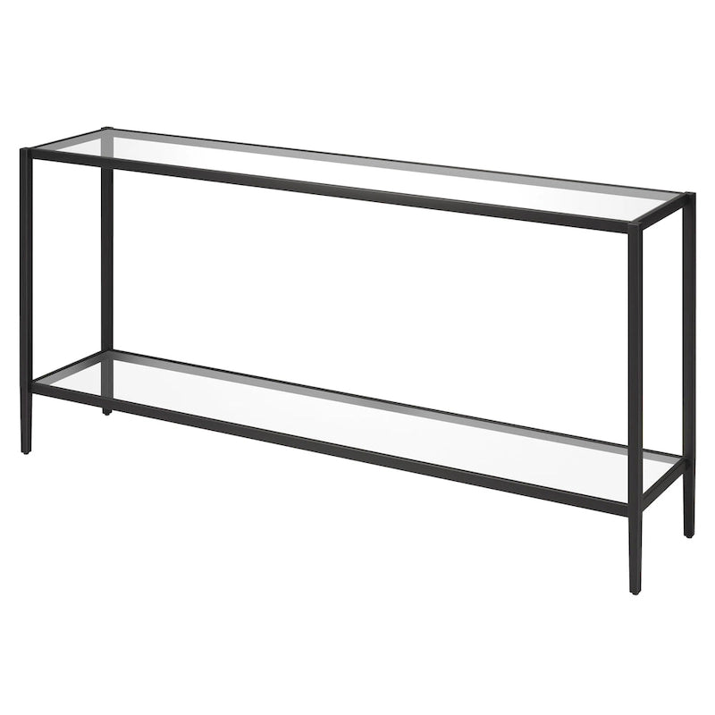 64" Wide Rectangular Console Table with Glass Shelf
