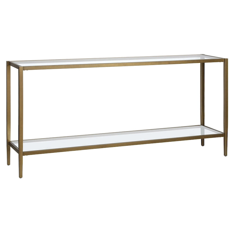 64" Wide Rectangular Console Table with Glass Shelf