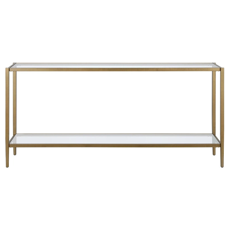 64" Wide Rectangular Console Table with Glass Shelf