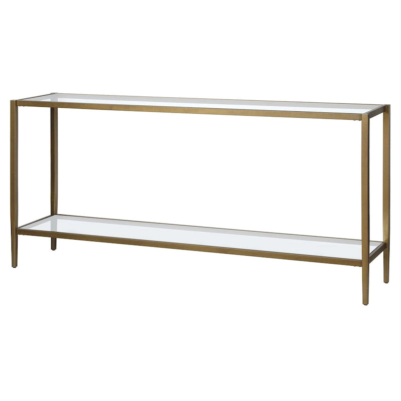 64" Wide Rectangular Console Table with Glass Shelf