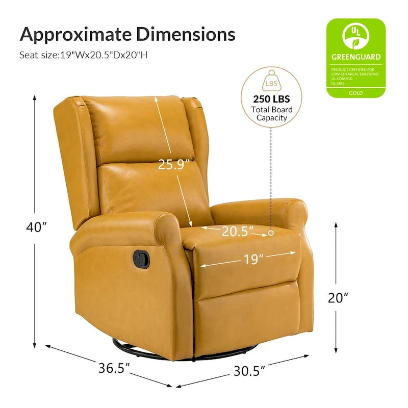 Contemporary Faux Leather Swivel Recliner Chair with Metal Base