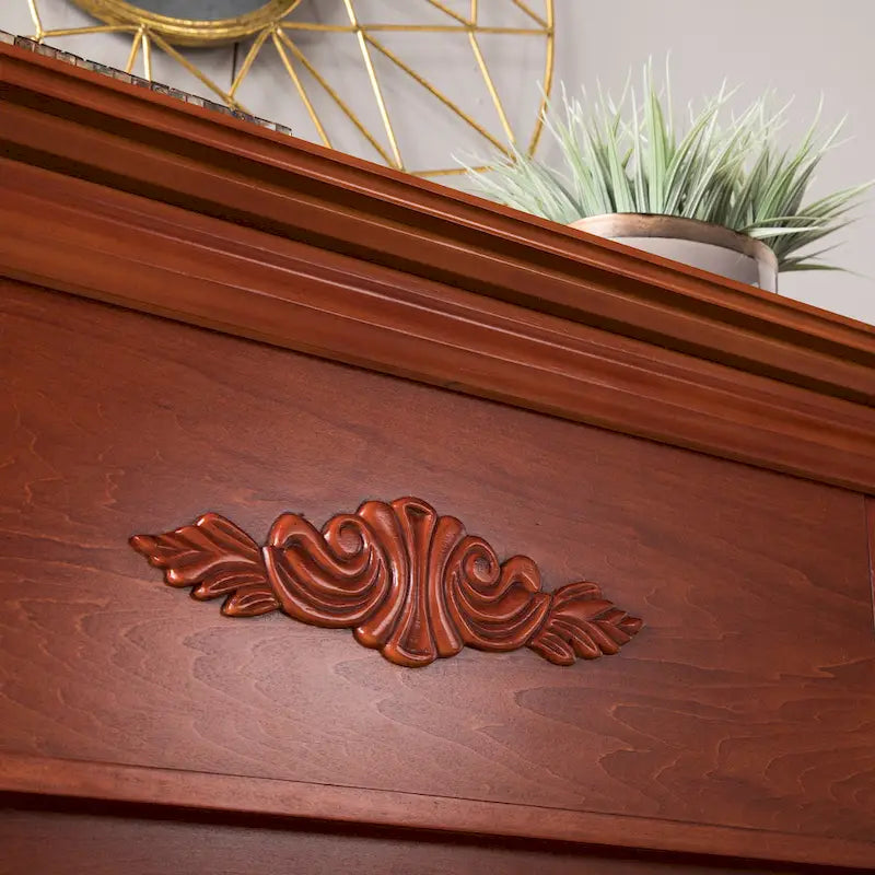70" Mahogany Electric Fireplace TV Stand with Bookshelves