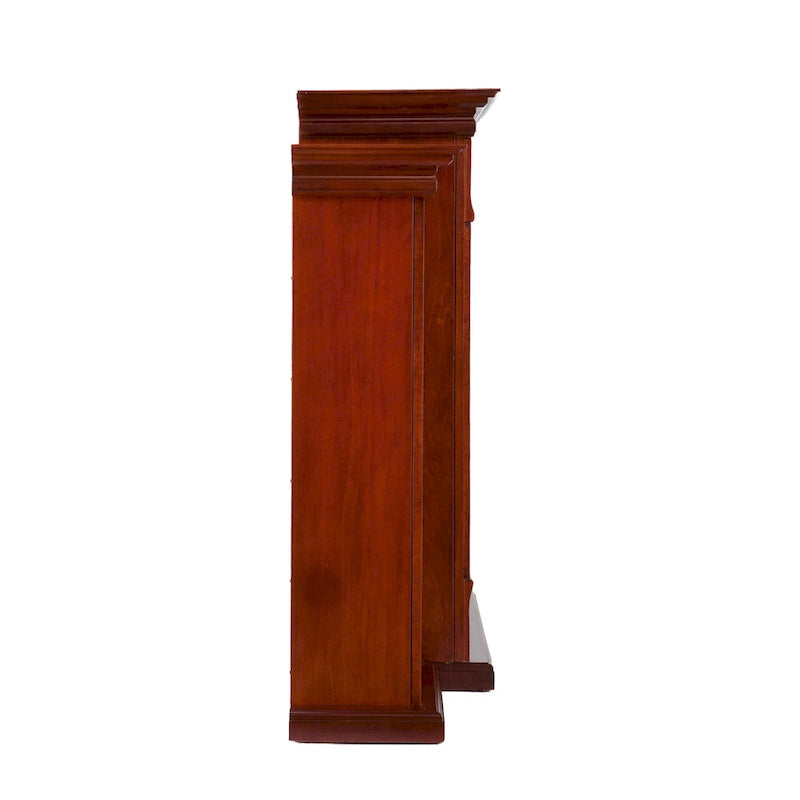 70" Mahogany Electric Fireplace TV Stand with Bookshelves