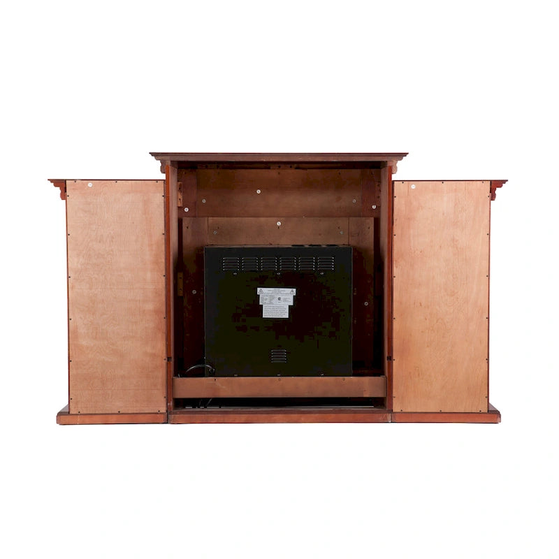 70" Mahogany Electric Fireplace TV Stand with Bookshelves