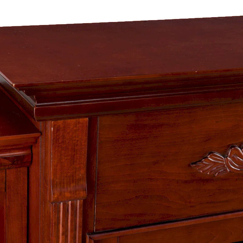 70" Mahogany Electric Fireplace TV Stand with Bookshelves