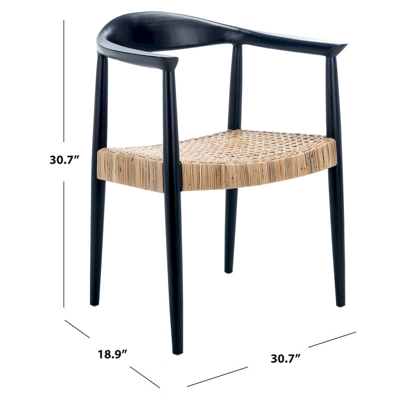 Poltrona decorativa in rattan in stile metà secolo - 25W x 19D x 31H