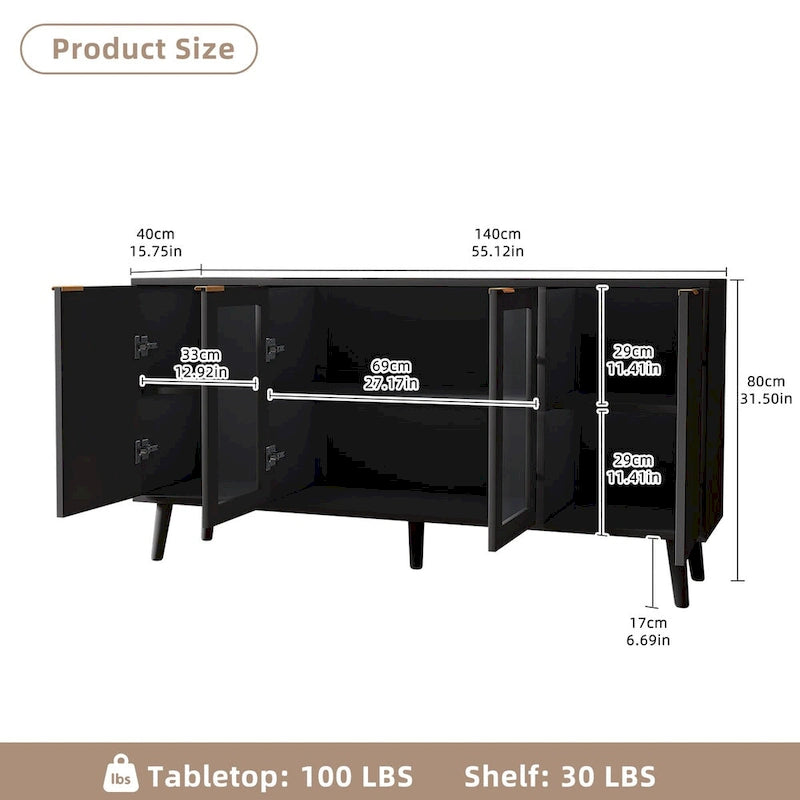 Buffettisch-Küchen-Sideboard mit Glastüren