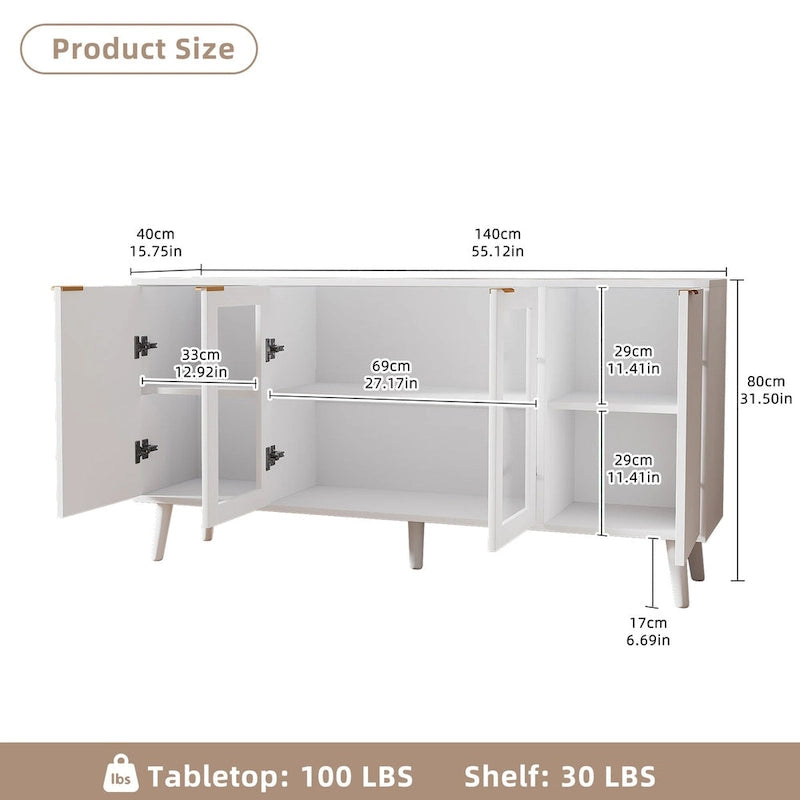 Buffettisch-Küchen-Sideboard mit Glastüren
