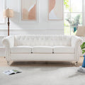 Upholstered Rolled Arm Chesterfield 3-Seater Sofa