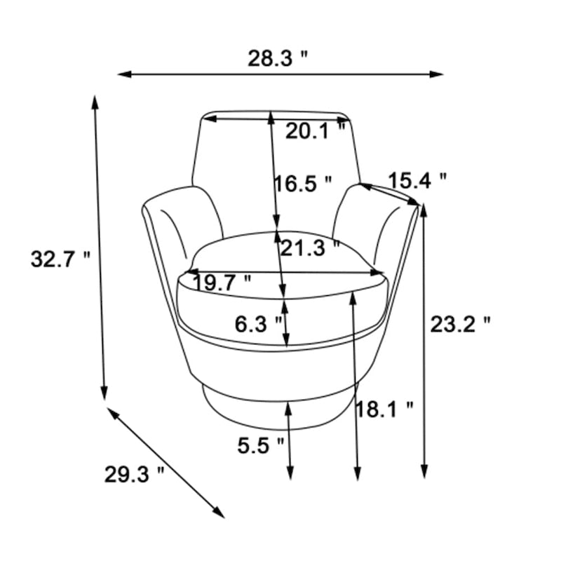 PU Leather Swivel Barrel Chair with Wood Base