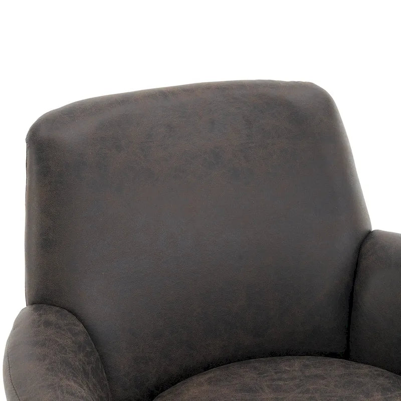 PU Leather Swivel Barrel Chair with Wood Base