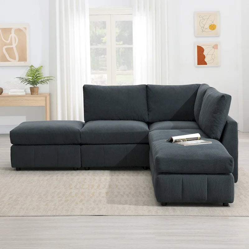 Ecksofa mit vertikalen Streifen