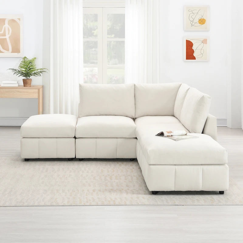 Ecksofa mit vertikalen Streifen