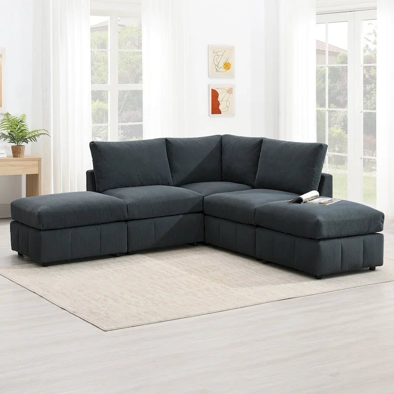 Ecksofa mit vertikalen Streifen