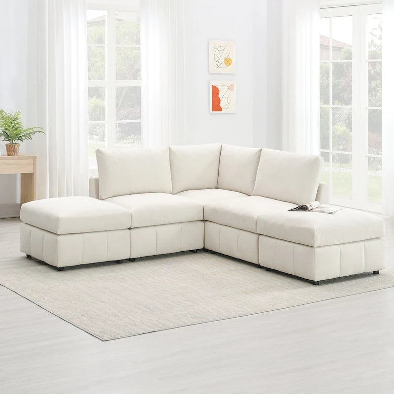 Ecksofa mit vertikalen Streifen