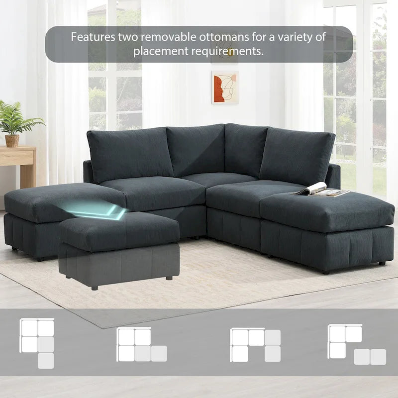 Ecksofa mit vertikalen Streifen