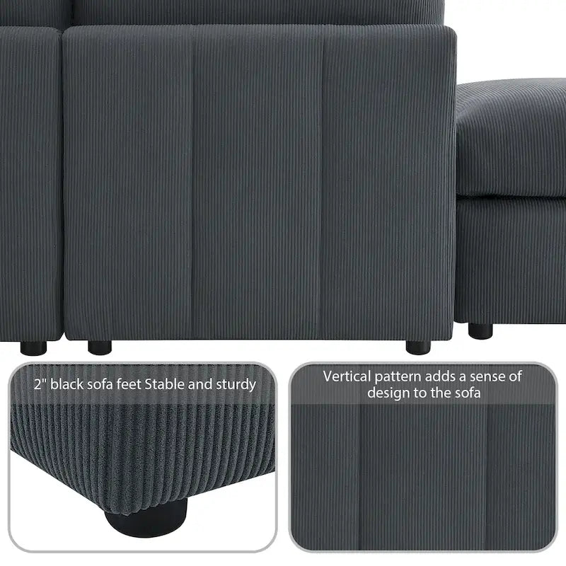 Ecksofa mit vertikalen Streifen