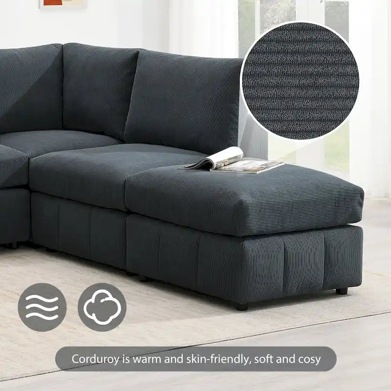 Ecksofa mit vertikalen Streifen