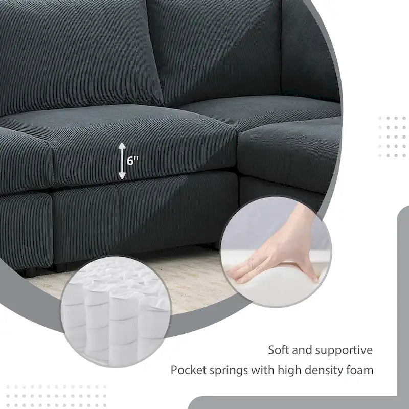 Ecksofa mit vertikalen Streifen