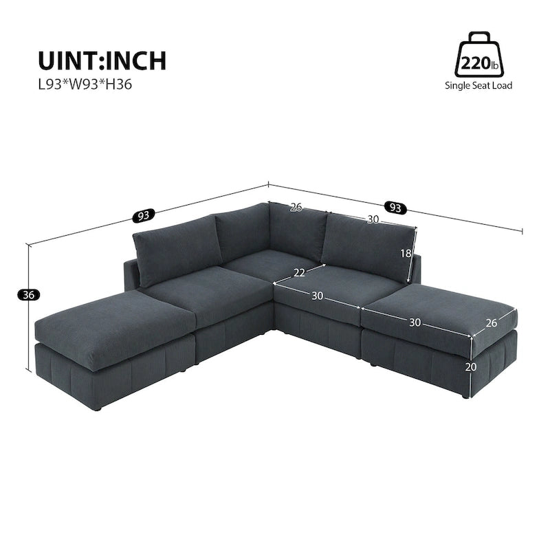 Ecksofa mit vertikalen Streifen