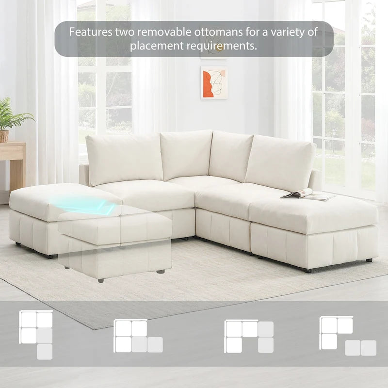 Ecksofa mit vertikalen Streifen