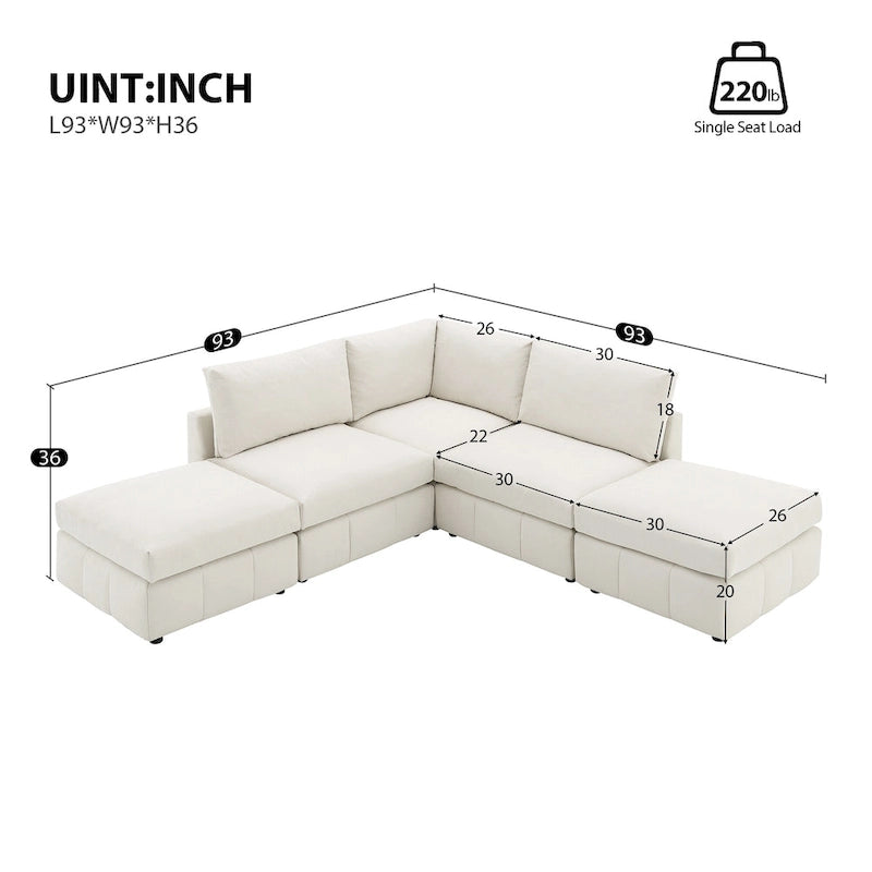 Ecksofa mit vertikalen Streifen