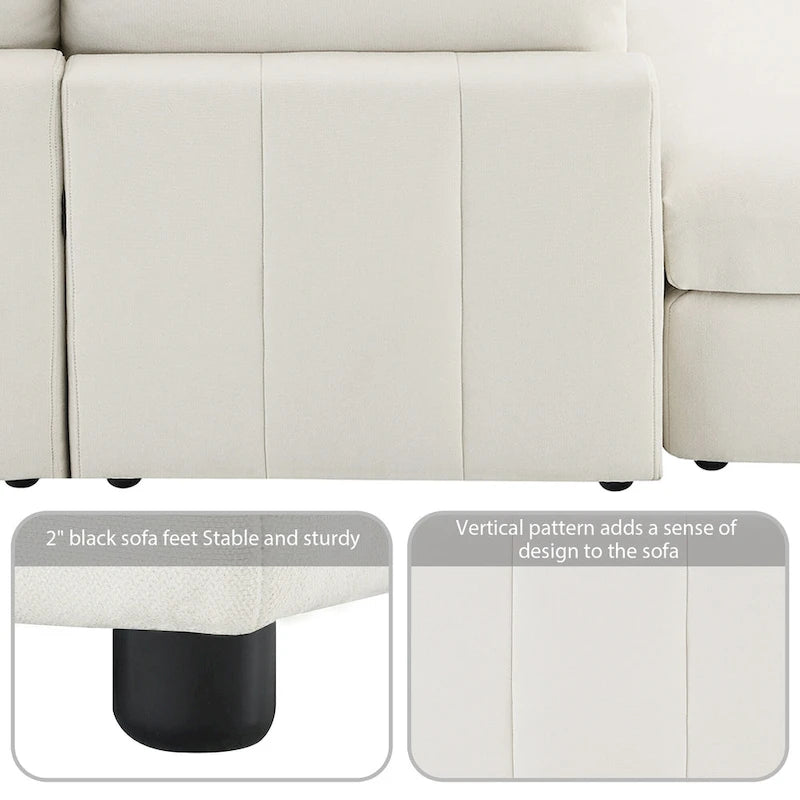Ecksofa mit vertikalen Streifen