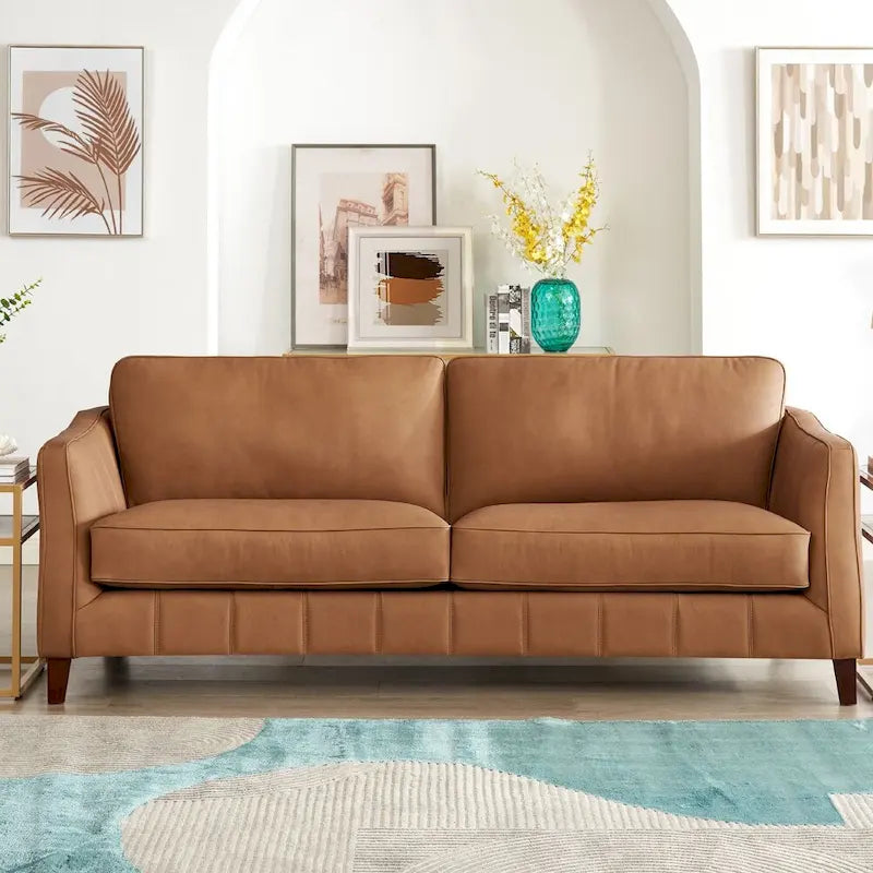Sofa- und Sesselset aus hochwertigem Leder mit Memory-Schaumstoff, Federn und Daunen