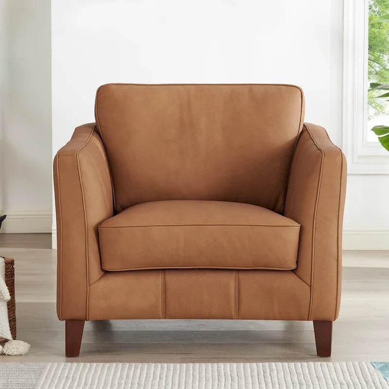 Sofa- und Sesselset aus hochwertigem Leder mit Memory-Schaumstoff, Federn und Daunen