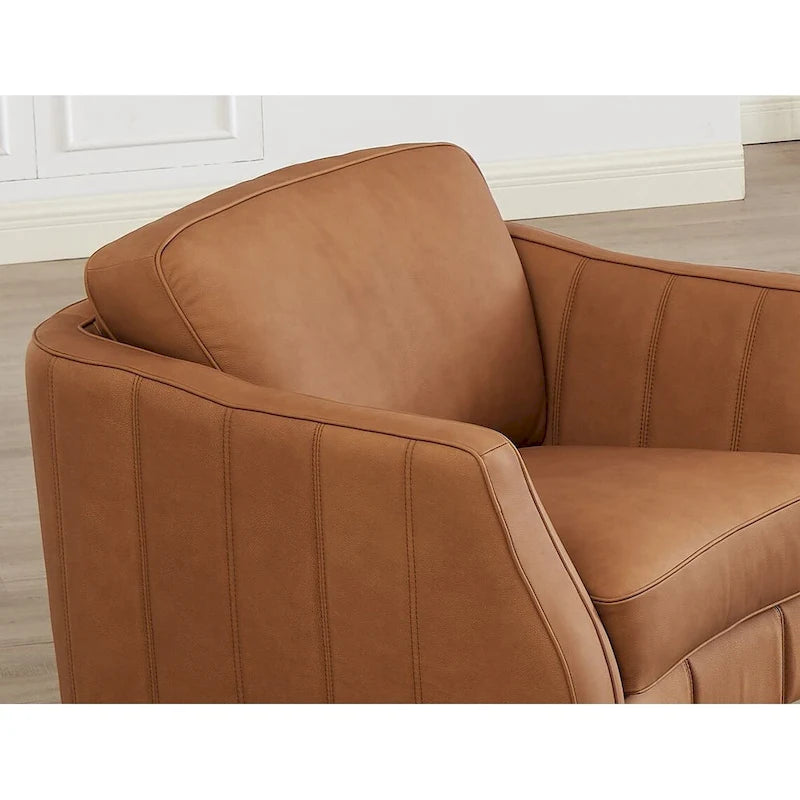 Sofa- und Sesselset aus hochwertigem Leder mit Memory-Schaumstoff, Federn und Daunen