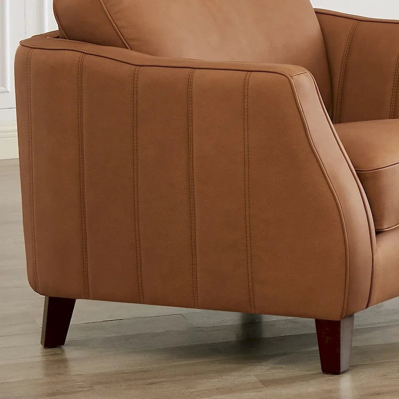 Sofa- und Sesselset aus hochwertigem Leder mit Memory-Schaumstoff, Federn und Daunen