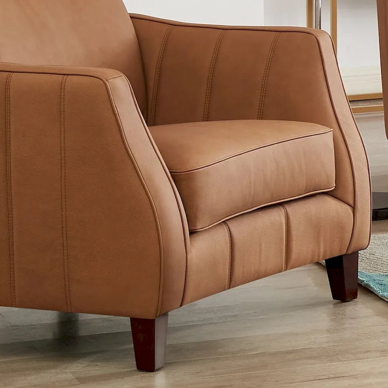 Sofa- und Sesselset aus hochwertigem Leder mit Memory-Schaumstoff, Federn und Daunen