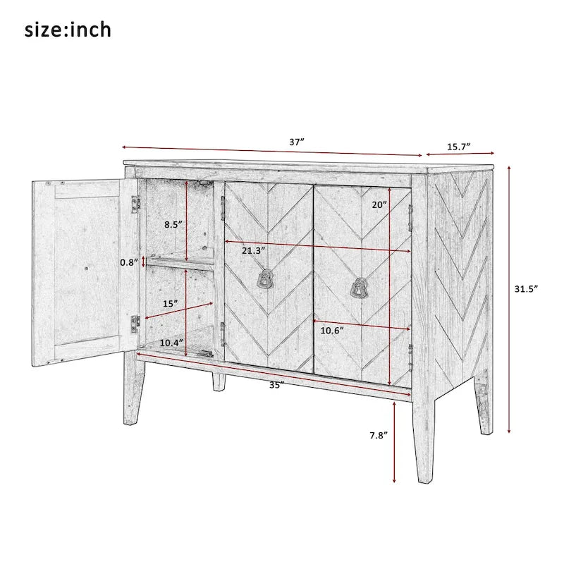 37 Vintage-Küchen-Akzent-Buffet-Sideboard-Schrank