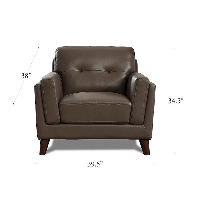 Top Grain Leather Accent Chair with Memory Foam and Pocketed Coils