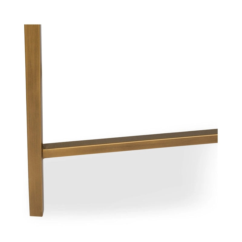 Art Deco Solid Wood and Vegan Leather Shagreen Console Table with Brass Accents - 59W x 16D x 32.3H