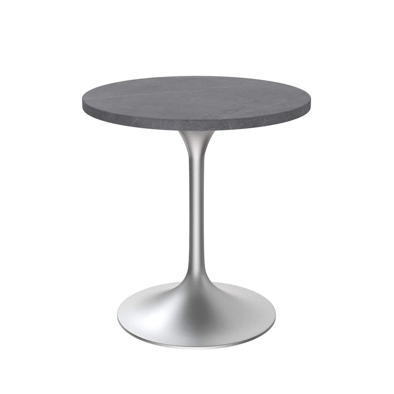 27" Round Dining Table with Stone Top and Brushed Chrome Base