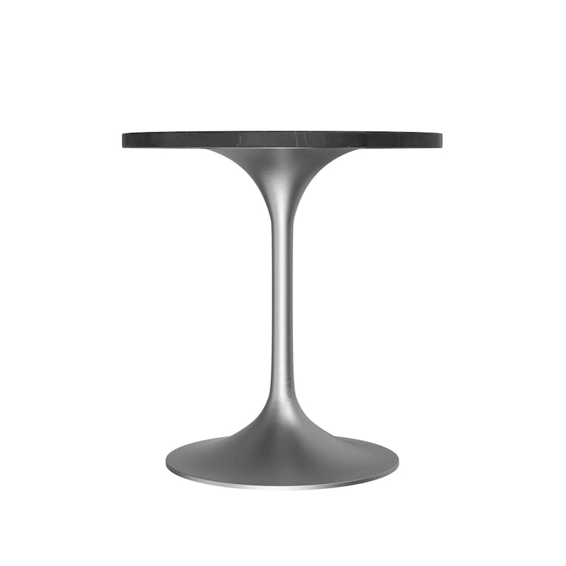 27" Round Dining Table with Stone Top and Brushed Chrome Base