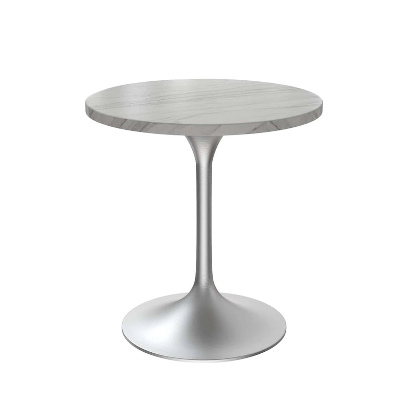 27" Round Dining Table with Stone Top and Brushed Chrome Base