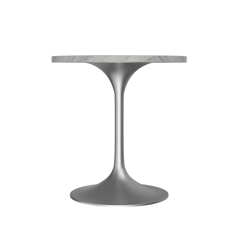 27" Round Dining Table with Stone Top and Brushed Chrome Base