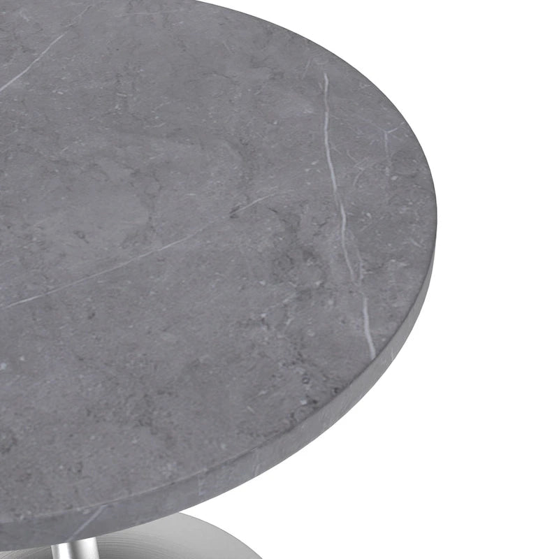 27" Round Dining Table with Stone Top and Brushed Chrome Base