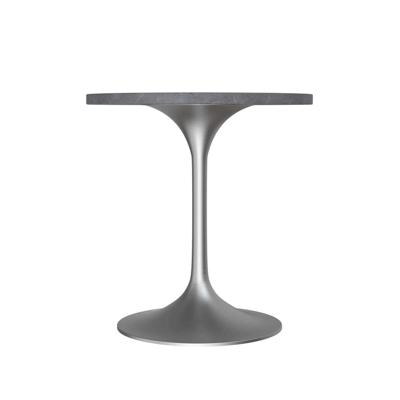 27" Round Dining Table with Stone Top and Brushed Chrome Base