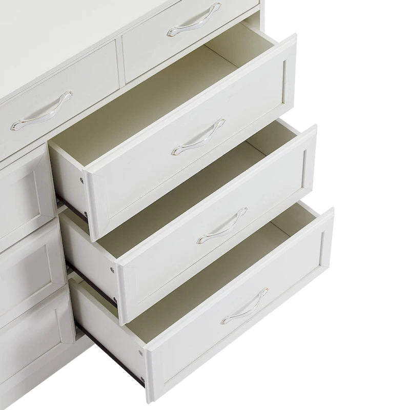 9-Drawer Long Dresser with Antique Handles