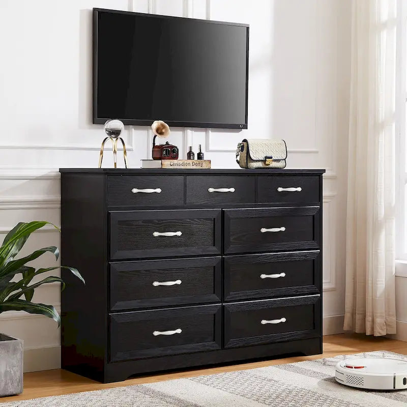 9-Drawer Long Dresser with Antique Handles