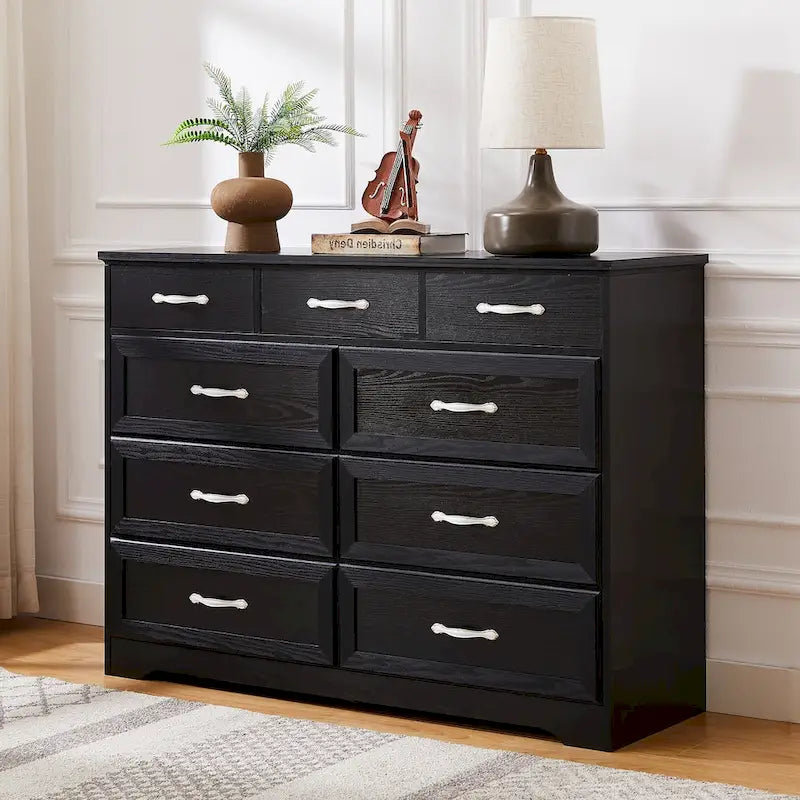 9-Drawer Long Dresser with Antique Handles
