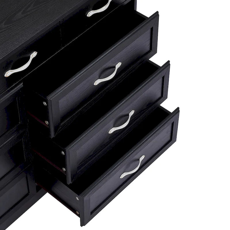 9-Drawer Long Dresser with Antique Handles