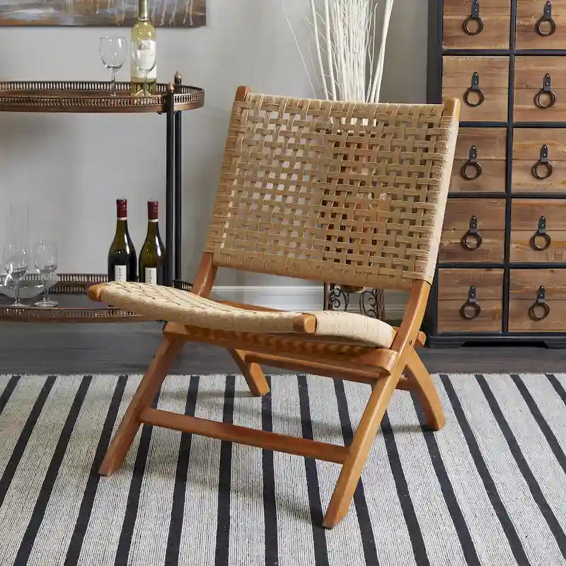 Wood Handmade Woven Living Room Accent Chair - Brown or Black