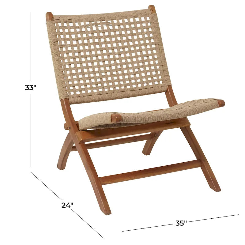 Wood Handmade Woven Living Room Accent Chair - Brown or Black