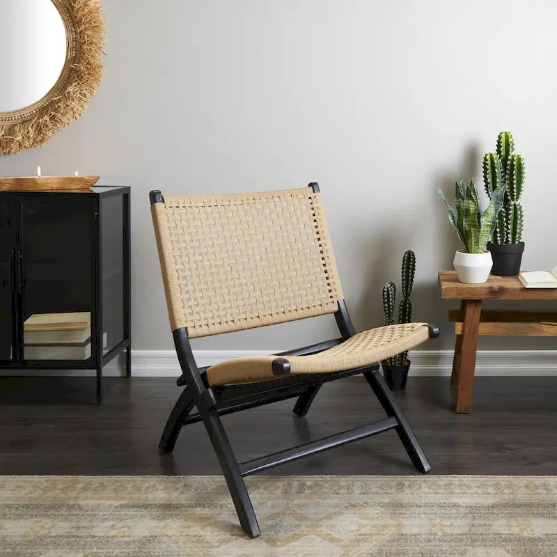 Wood Handmade Woven Living Room Accent Chair - Brown or Black