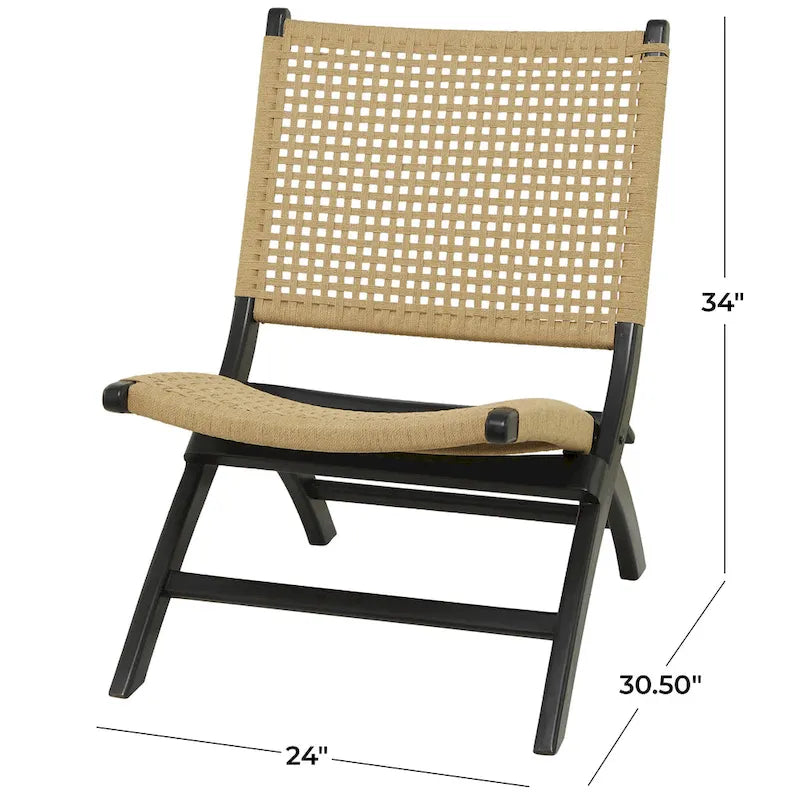 Wood Handmade Woven Living Room Accent Chair - Brown or Black