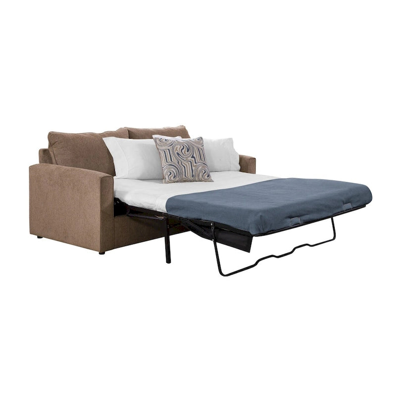Chenille Sleeper Sofa with Pullout Bed and 2 Throw Pillows